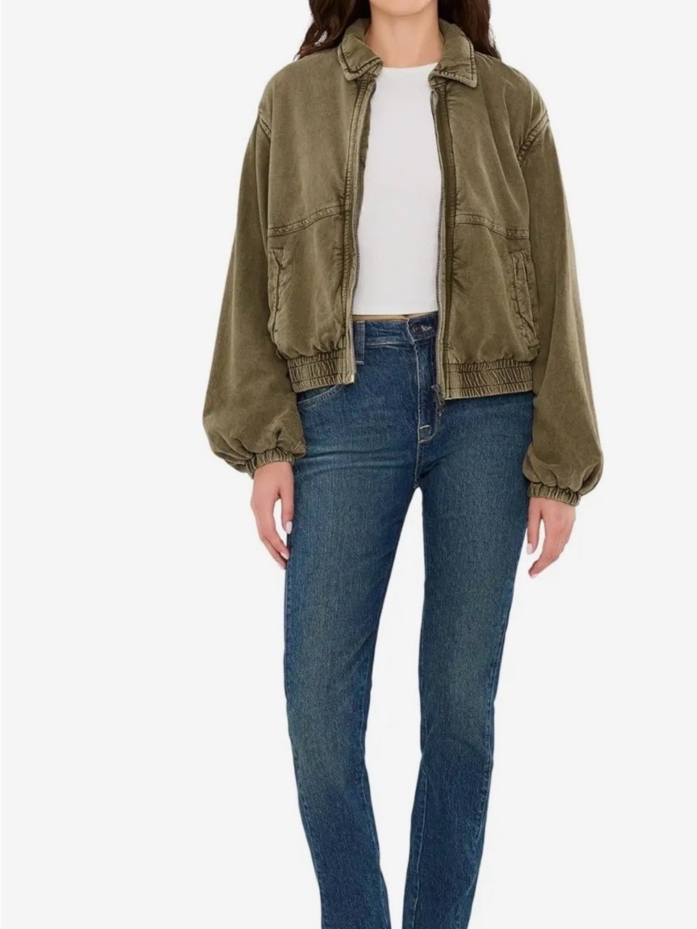 Free People JAQUETA ESTONADA BIRDIE - Olive Green - Size M - Picture 2 of 9